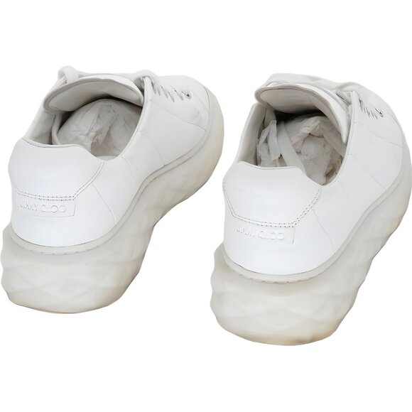 Jimmy Choo Diamond Light Maxi Leather Sneakers White Women's EU 37.5 - Picture 3 of 6